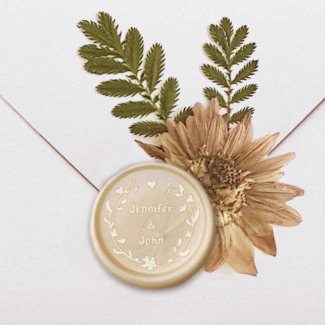 Modern Laurel Couple Wedding Wax Seal Stamp (Creator Uploaded)