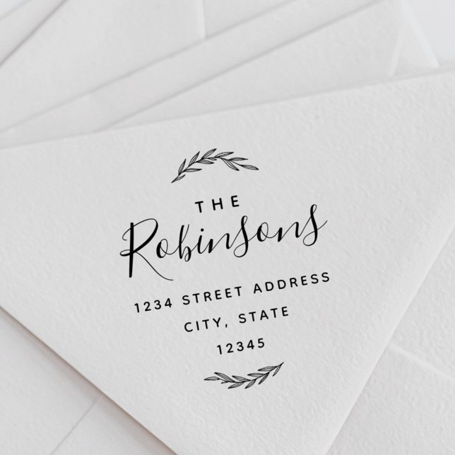 Modern Laurel Family Name Return Address Self-inking Stamp (Creator Uploaded)