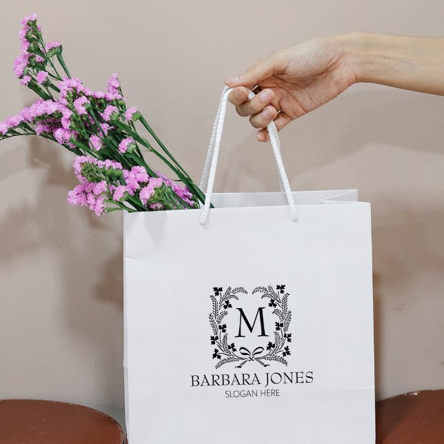 Modern Laurel Monogram, Small Business Large  Rubber Stamp (Creator Uploaded)