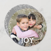 Modern Laurel Wreath Joy Christmas Photo Holiday Card (Front/Back)