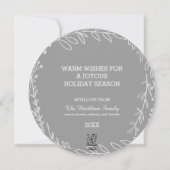 Modern Laurel Wreath Joy Christmas Photo Holiday Card (Back)