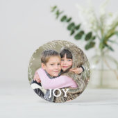 Modern Laurel Wreath Joy Christmas Photo Holiday Card (Standing Front)