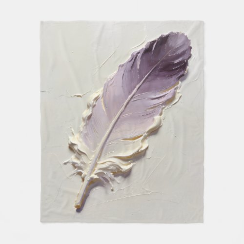 Modern Lavender 3D Impasto Feather Oil Painting Fleece Blanket