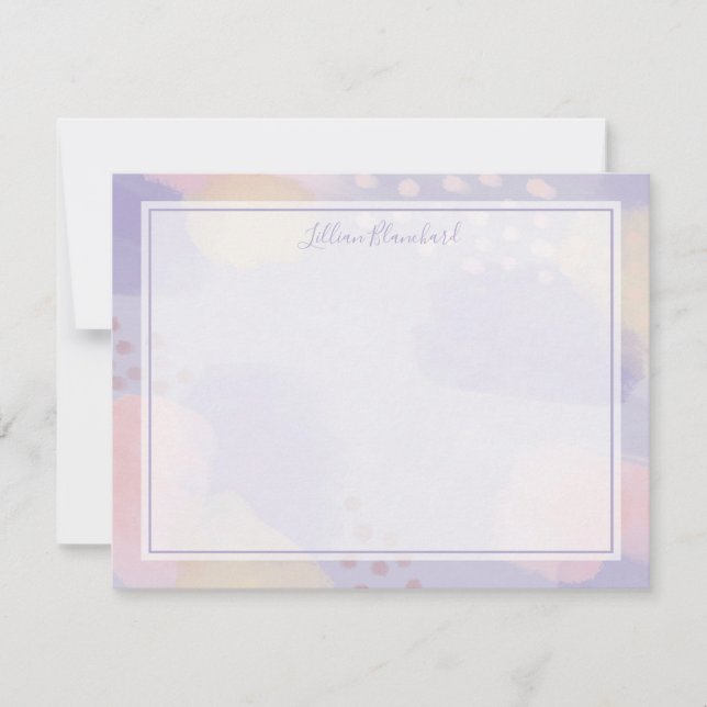 Modern Lavender Abstract Art Note Card (Front)