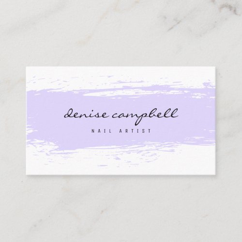 Modern lavender and white abstract brushstroke business card