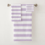 Modern Lavender And White Striped   Bath Towel Set at Zazzle