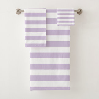 Modern Lavender And White Striped Bath Towel Set