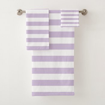 Modern Lavender And White Striped   Bath Towel Set by InTrendPatterns at Zazzle