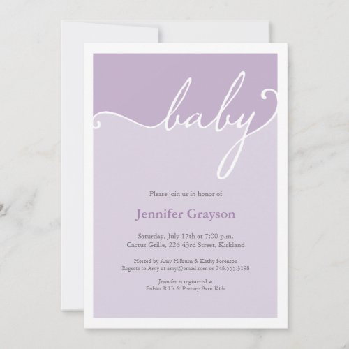 Color Band Baby Shower Invitation in Lavender