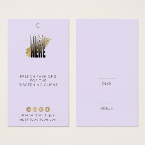 Modern Lavender  Clothing Price tag with logo