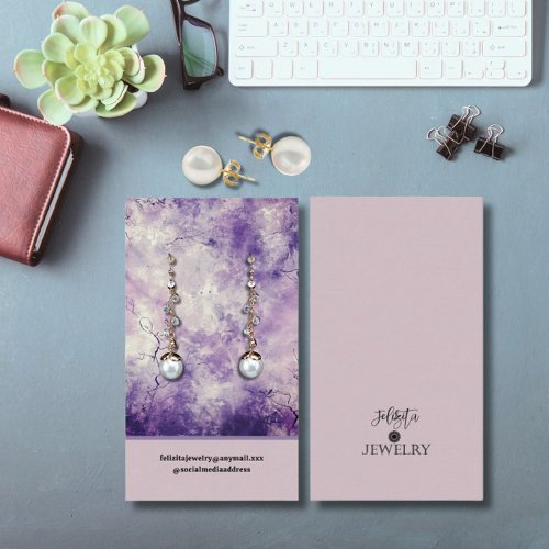 Modern Lavender Colored Earring Display  Business Card