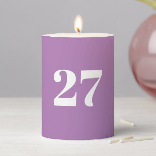 Modern lavender custom year number birthday pillar candle