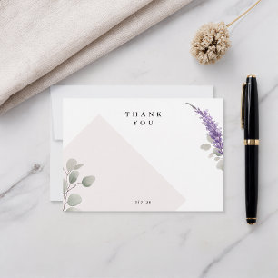 Modern Lavender Eucalyptus Leaves Blank Thank You Card