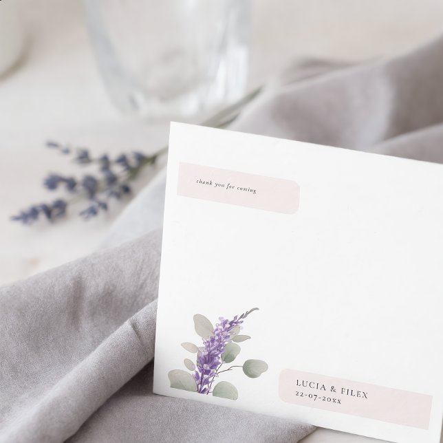 Modern Lavender Eucalyptus Leaves Wedding Napkins (Creator Uploaded)