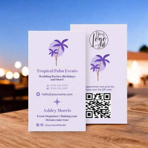 Modern lavender event planner photo qr code logo business card