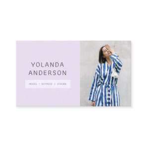 Modern lavender fashion stylist actor model photo business card
