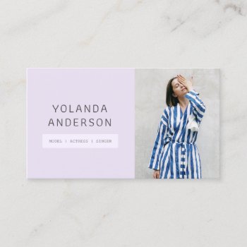 Modern Lavender Fashion Stylist Actor Model Photo Business Card by moodii at Zazzle