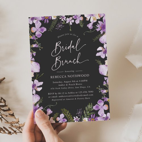 Modern Lavender Floral Bridal Brunch Shower  Invitation