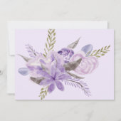Modern lavender floral watercolor chic Sweet 16 Invitation (Back)