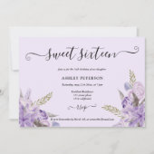 Modern lavender floral watercolor chic Sweet 16 Invitation (Front)
