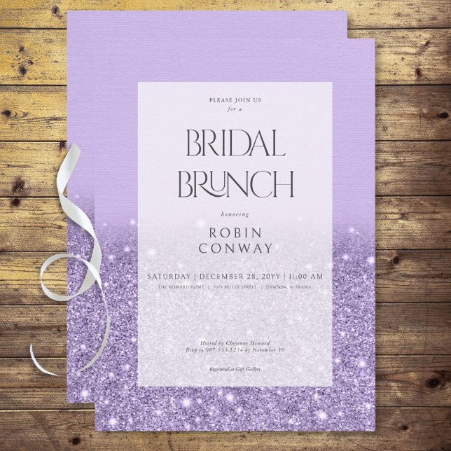 Modern Lavender Glam Glitter Bridal Brunch Invitation (Modern Lavender Glam Glitter Bridal Brunch Invitation)
