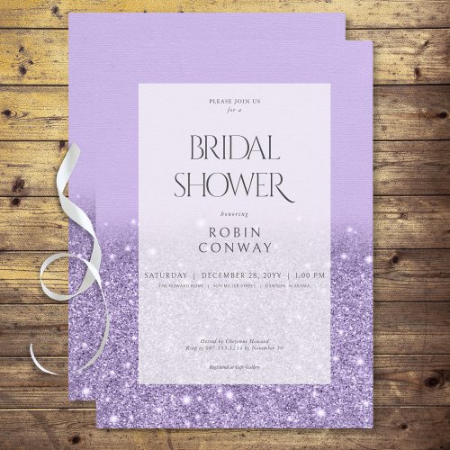 Modern Lavender Glam Glitter Bridal Shower Invitation
