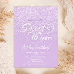 Modern lavender glitter ombre purple Sweet 16 Invitation<br><div class="desc">A modern,  pretty faux lavender glitter shower ombre with purple color block Sweet 16 birthday party invitation with elegant typography  with purple ombre pattern. Perfect for a princess Sweet sixteen.</div>
