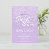 Modern lavender glitter ombre purple Sweet 16 Invitation (Standing Front)