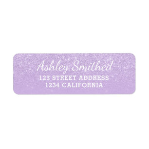 Modern lavender glitter ombre purple Sweet 16 Label