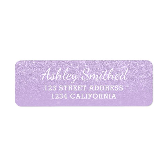 Modern lavender glitter ombre purple Sweet 16 Label (Front)