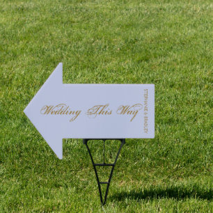 Modern Lavender Gold Arrow This Way Wedding Yard Sign