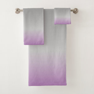 modern lavender gray  ombré bath towel set