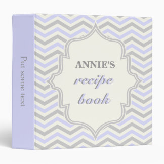 Modern lavender, grey chevron zigzag recipe binder