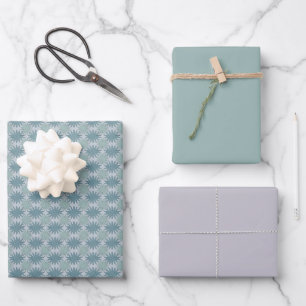 Modern Lavender Grey Summer Green Floral Pattern Wrapping Paper Sheets