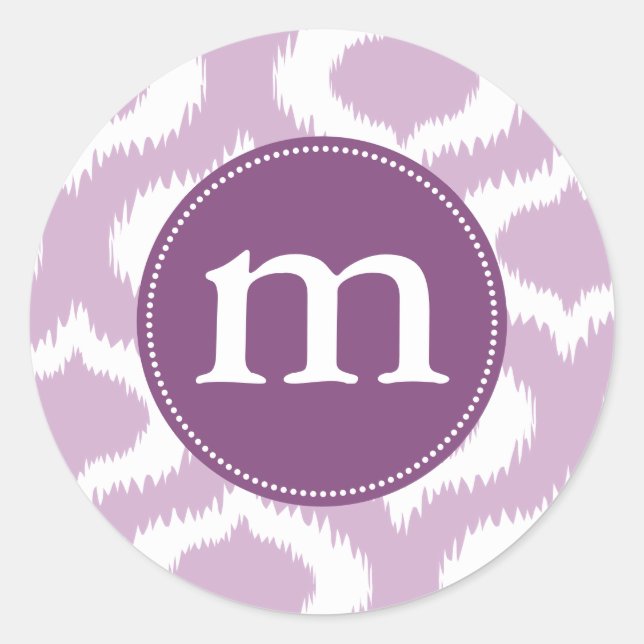 Modern Lavender Ikat Diamonds Personalized Classic Round Sticker (Front)