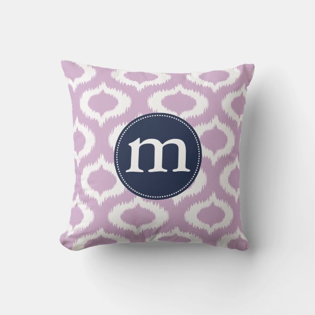Modern Lavender Ikat Diamonds Personalized Throw Pillow (Front)