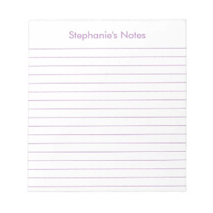 Modern Lavender Lined Personalized Notepad