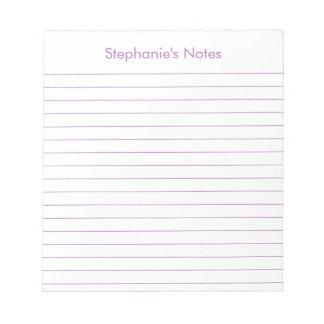 Modern Lavender Lined Personalized Notepad