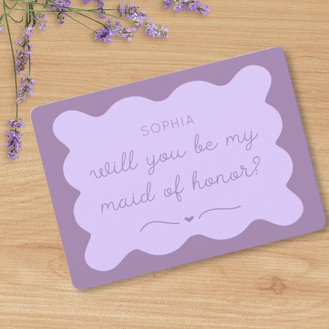 Modern Lavender Maid of Honor Custom Name Proposal Note Card (Creator Uploaded)