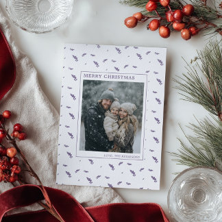 Modern Lavender Mistletoe Christmas Photo Letterpress Photo Cards