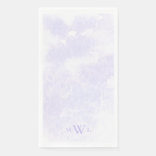Modern Lavender Monogram Splash Wedding Paper Guest Towels (Front)