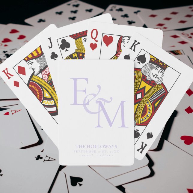 Modern Lavender Monogram Wedding Guest Book Poker Cards (Modern Lavender Monogram Wedding Guest Book Poker Cards)