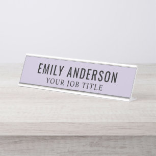 Modern Lavender Office Employee Name Desk Name Plate