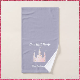 Modern Lavender Our First Home Castle Hand Towel