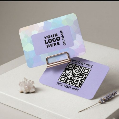 Modern Lavender Pastel Geometric QR Code Business  Card