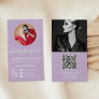 Modern lavender photo qr code logo photographer business card