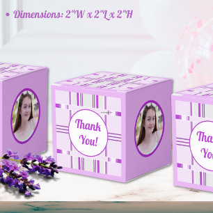 Modern Lavender Pink Pattern Stripe Photo Birthday Favor Boxes