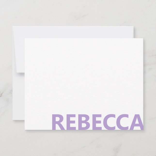 Modern Lavender Purple Bold Monogram Note Card (Front)