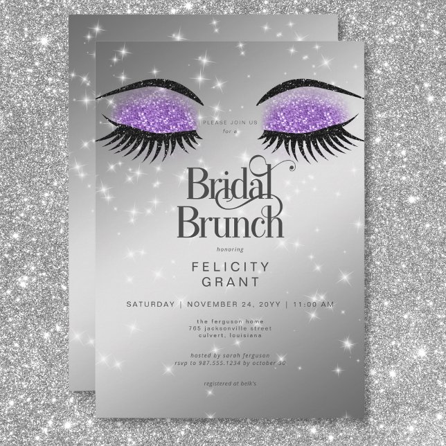 Modern Lavender Purple Glam Eyes Bridal Brunch Invitation (Modern Lavender Purple Glam Eyes Bridal Brunch Invitation)