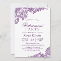 Modern Lavender Purple Lace Retirement Party